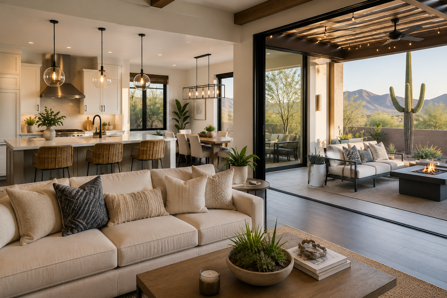 Arizona homeowner reviewing remodeling selections for flooring, countertops, storage, and lighting
