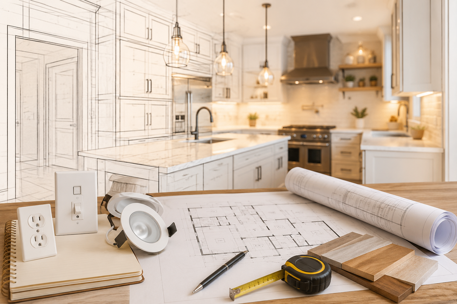 Contractor reviewing remodel details and plans inside an Arizona home under renovation